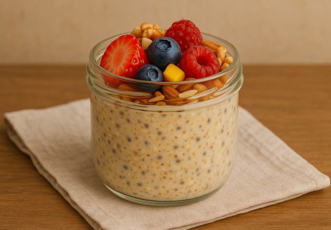 Overnight Oats dengan Buah dan Kacang