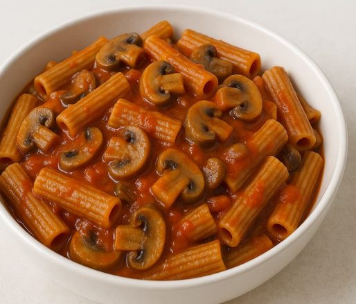Pasta Gandum dengan Saus Tomat dan Jamur
