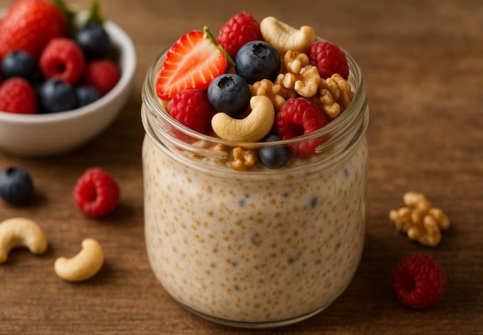 Overnight Oats dengan Buah dan Kacang