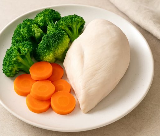 Ayam Rebus dengan Brokoli dan Wortel