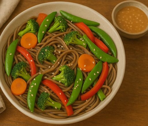 Pasta Soba dengan Sayur dan Saus Wijen