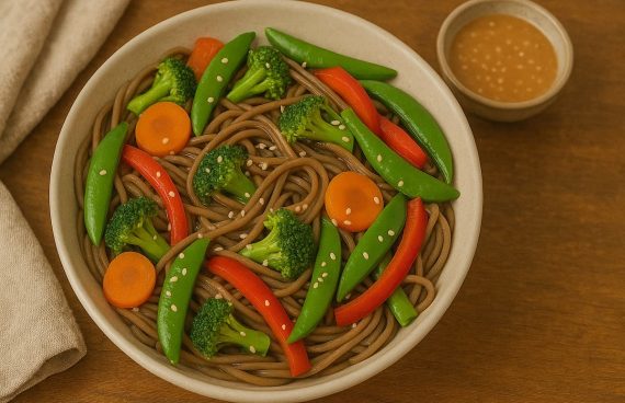 Pasta Soba dengan Sayur dan Saus Wijen