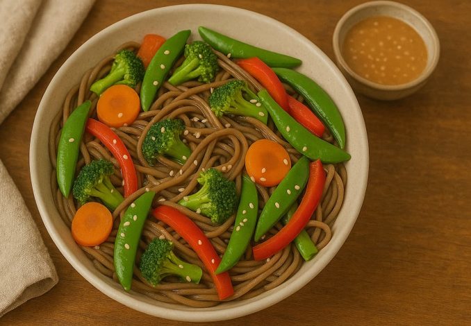 Pasta Soba dengan Sayur dan Saus Wijen