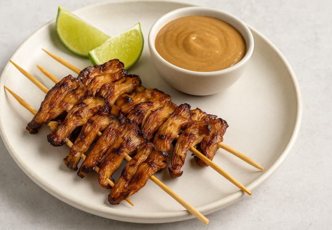 Sate Jamur Tiram Saus Kacang