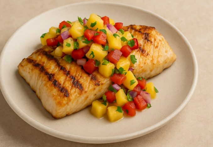 Daging Ikan Panggang dengan Salsa Nanas