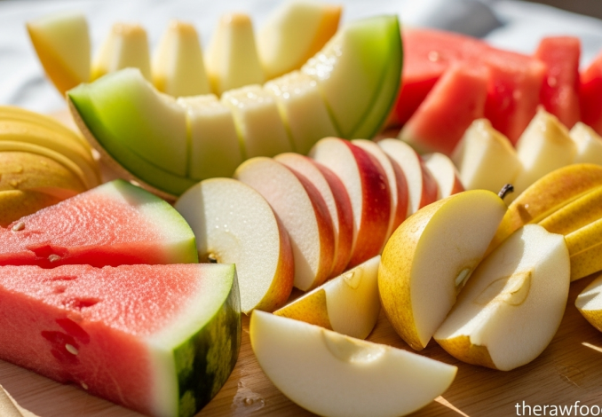 Buah potong (melon, semangka, apel, pir)