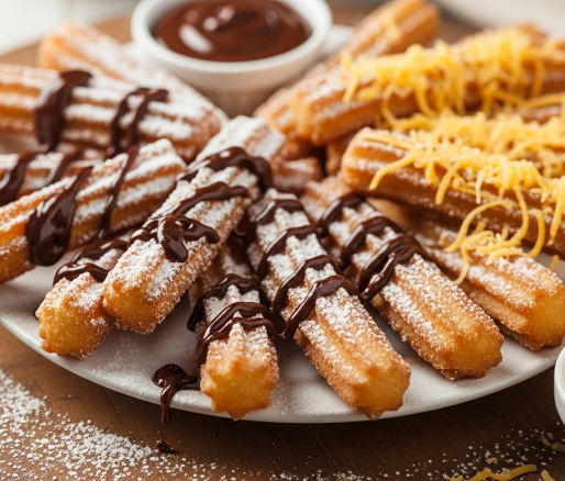Churros dengan topping cokelat/keju
