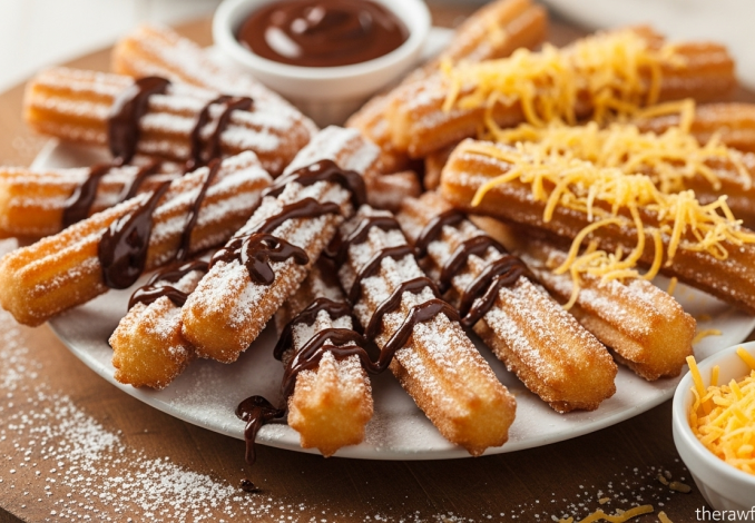 Churros dengan topping cokelat/keju